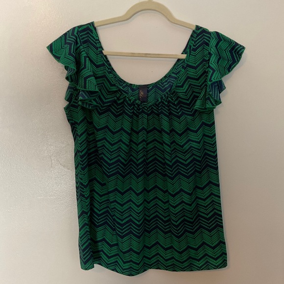 Blue Rain Chevron Print Off the Shoulder Blouse Size Small - Picture 3 of 11